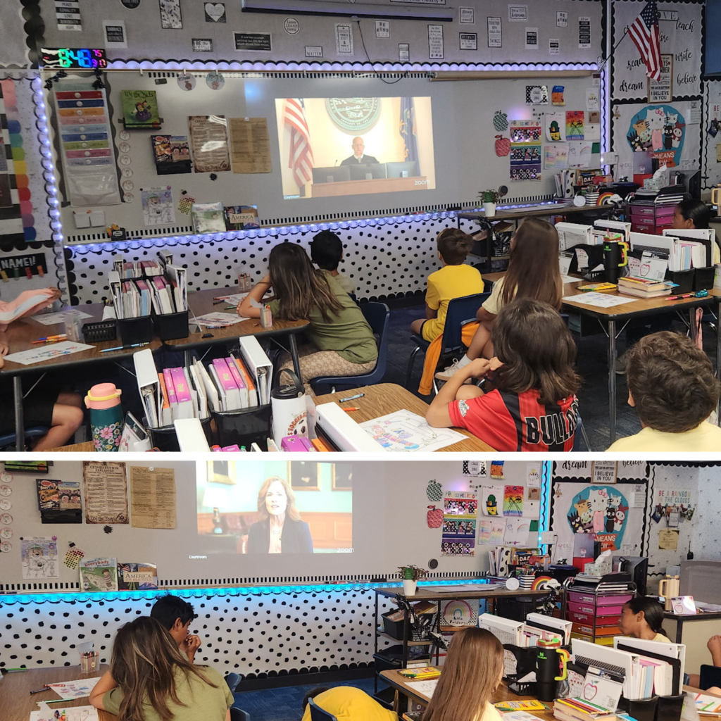 no text Images: students in class looking at a screen