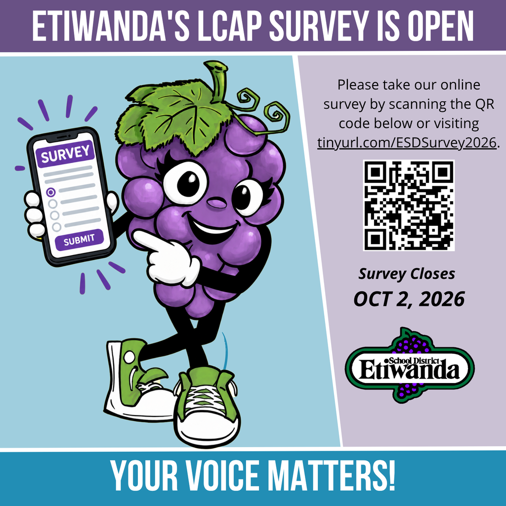 Etiwanda's LCAP Survey is open Image: Grape holding a phone