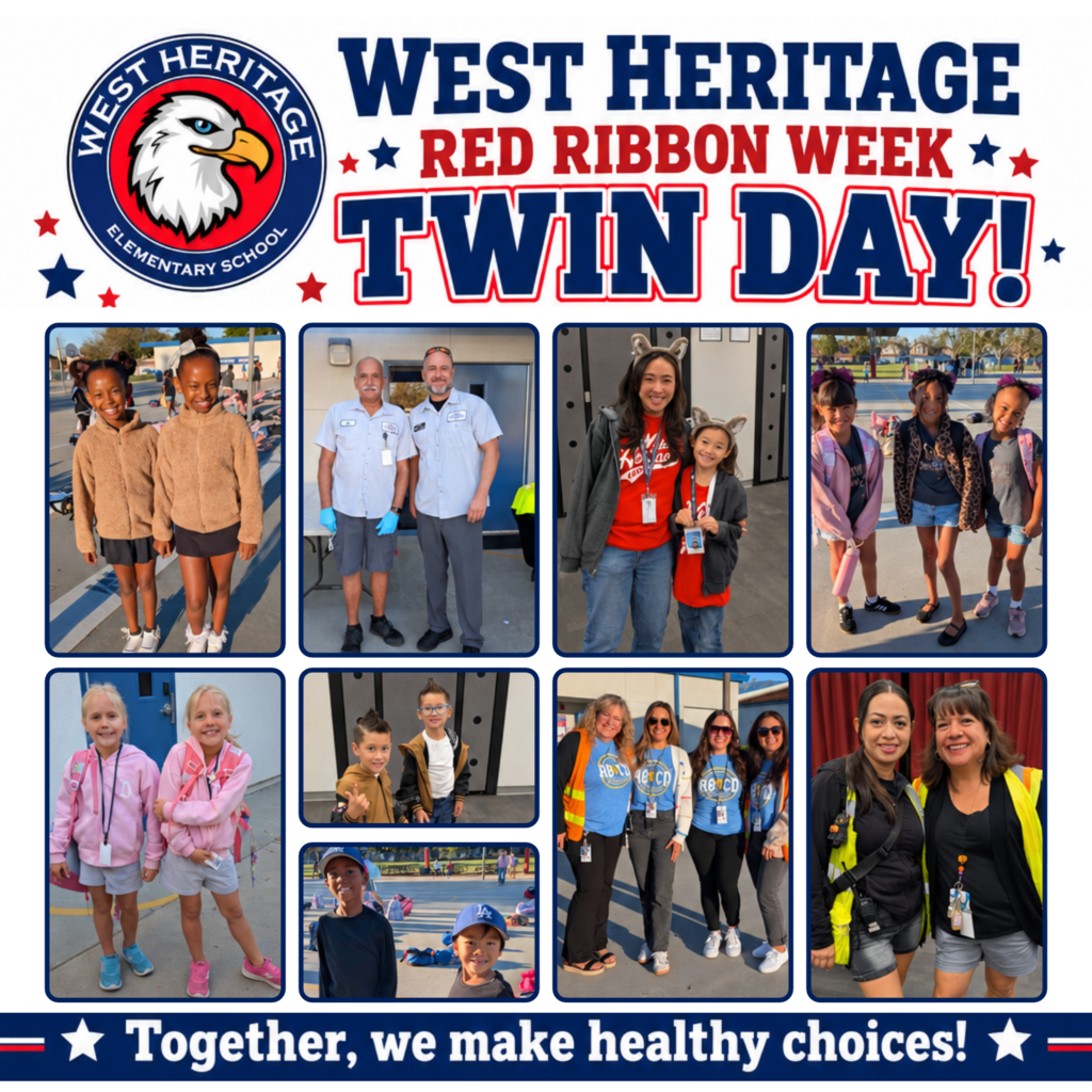 Text: West Heritage Red Ribbon Twin Day , Together we make healthy choices. 