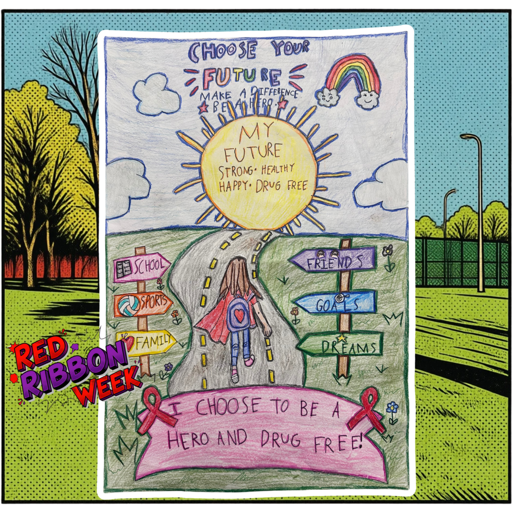 Text: Choose your adventure and be drug free Image: a poster
