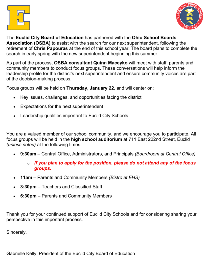 Superintendent Search Focus Groups