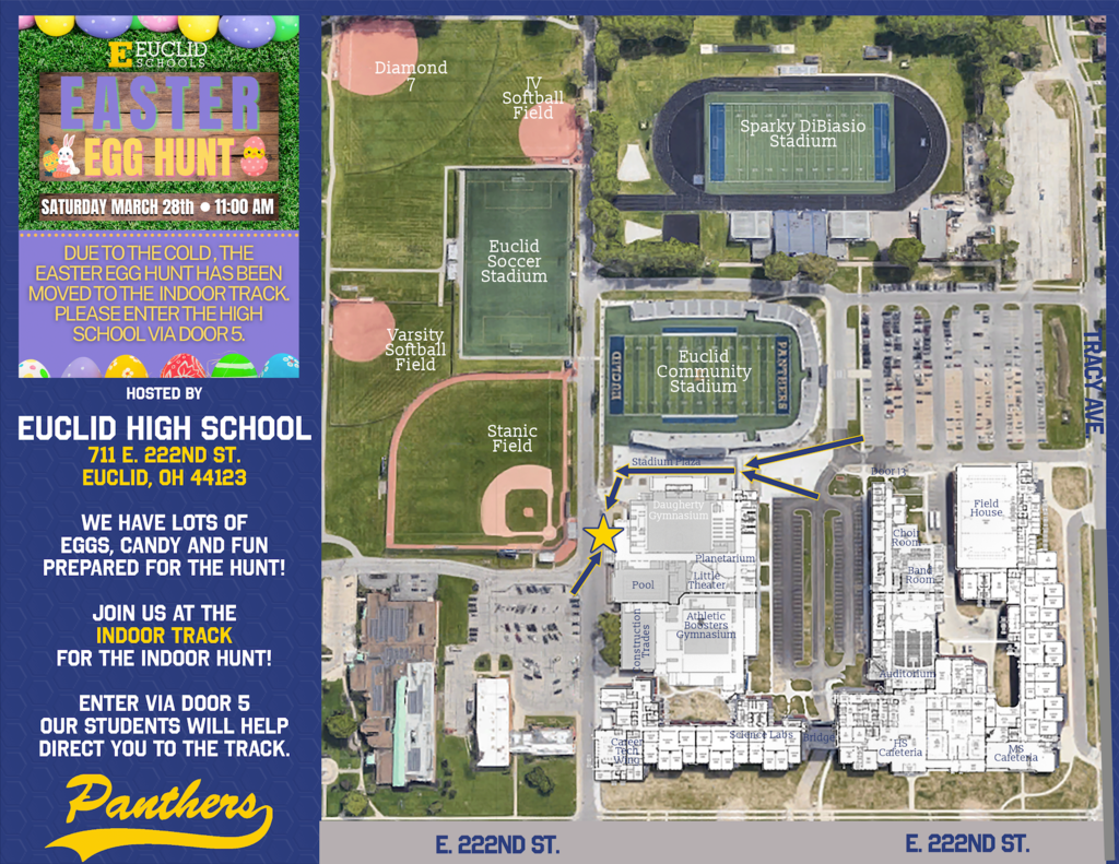 Easter Egg Hunt Map indicating where Door 5 is.