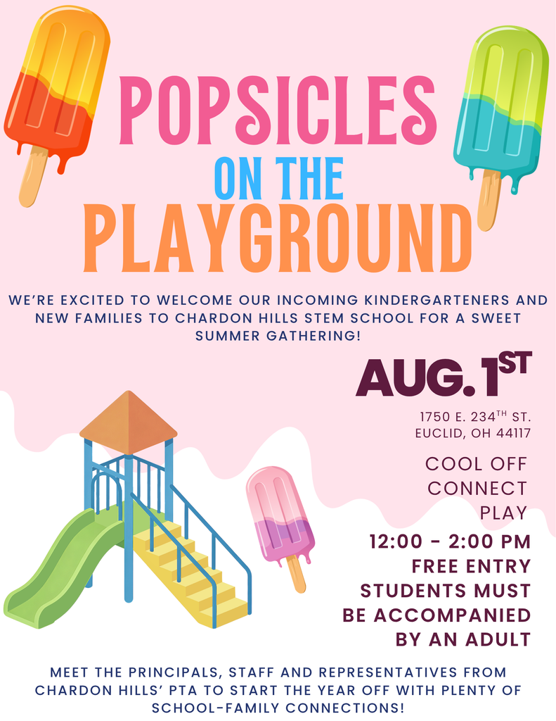 A flyer for a summer event with a playground image, three popsicles, and a slide. Text reads "Popsicles on the Playground."