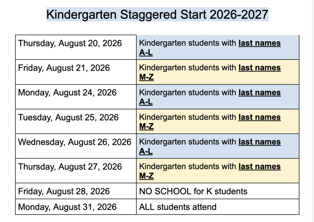 Kindergarten Staggered Start 