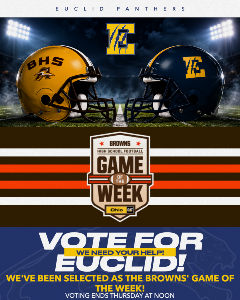 Two football helmets, one yellow and one black, are displayed on a dark background with a logo for "Game Week".