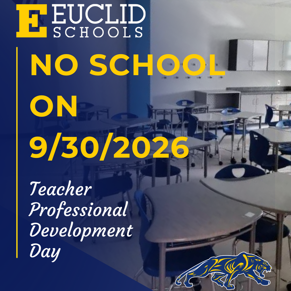 A classroom with blue chairs and white desks. The date 9/30/2026, text, and a blue lion logo are displayed.