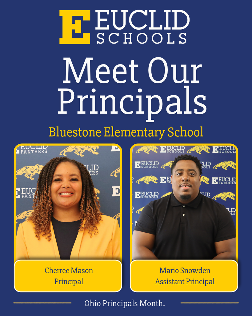 Bluestone Elementary School principals, Cheree Mason and Mario Snowden, pose for a picture. Bluestone is part of Euclid Schools.
