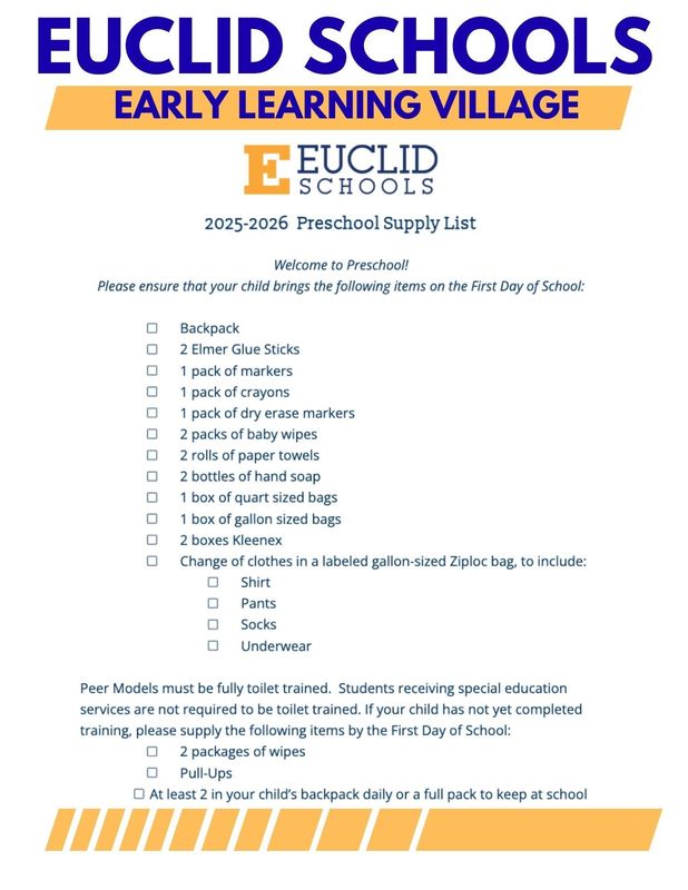 Preschool Supply List