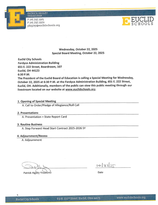 Special Board Meeting, Meeting Call