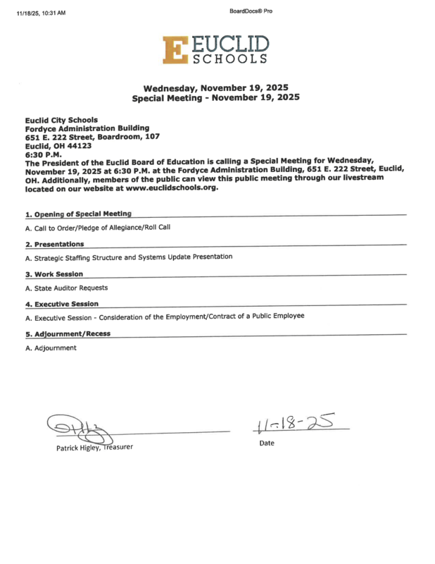 Special Board Meeting, Meeting Call