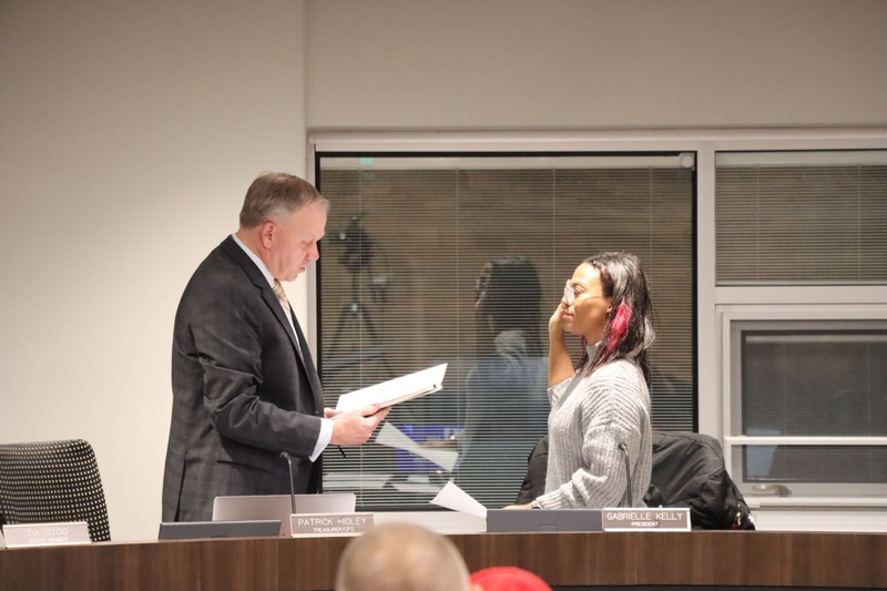 Gabrielle Kelly being sworn in