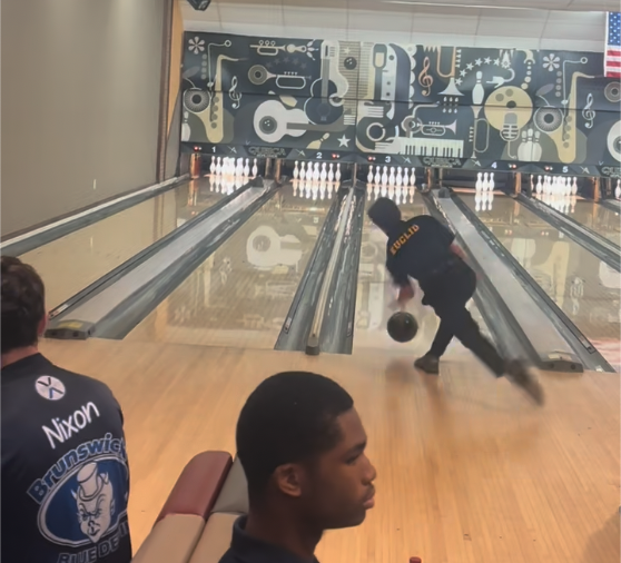Kalinowski bowling his last strike
