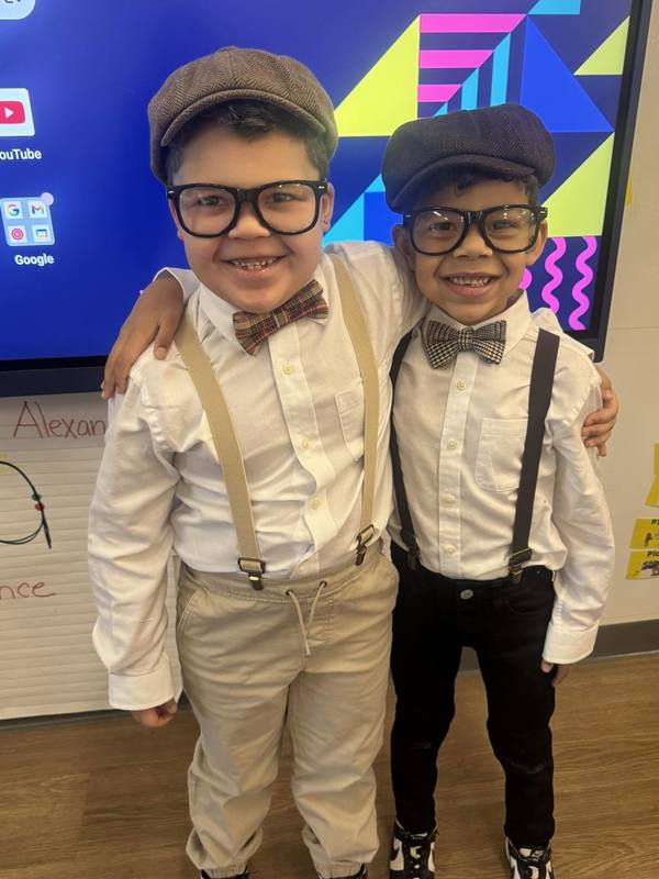 Two ELV students dressed up for 100th Day Celebration