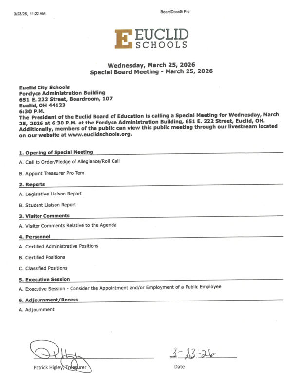 Special Board Meeting, Meeting Call