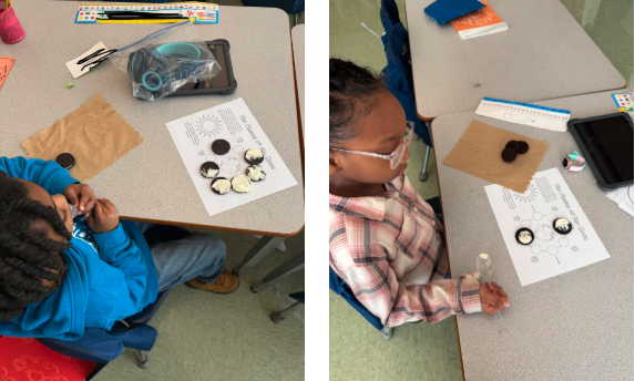 Students sit at their desks working on a βPhases of the Moonβ activity, using chocolate sandwich cookies to demonstrate different lunar phases as part of an interactive science lesson.