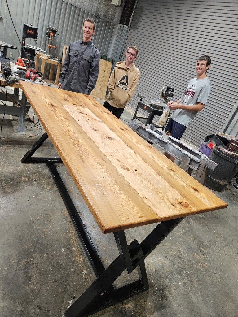 7 ft table (Cedar top/Welded and powder coated base)