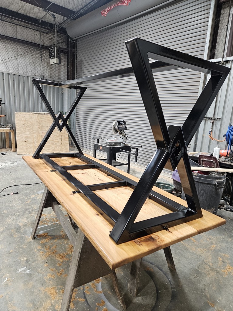 7 ft table (Cedar top/Welded and powder coated base)