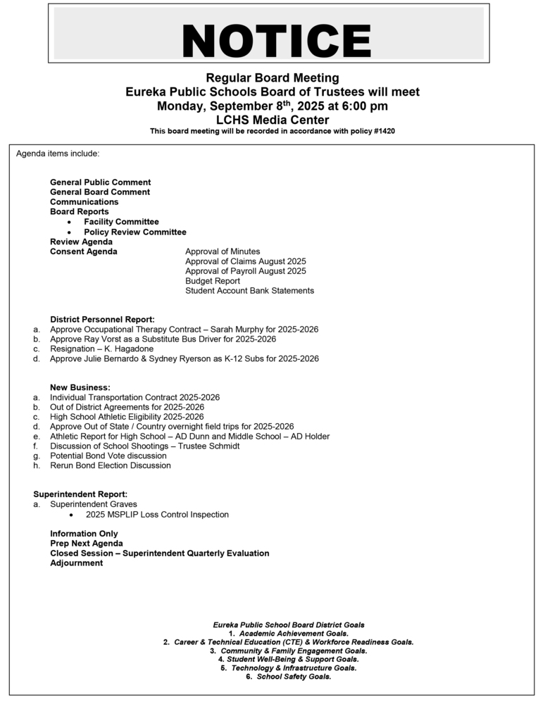 school board meeting notice