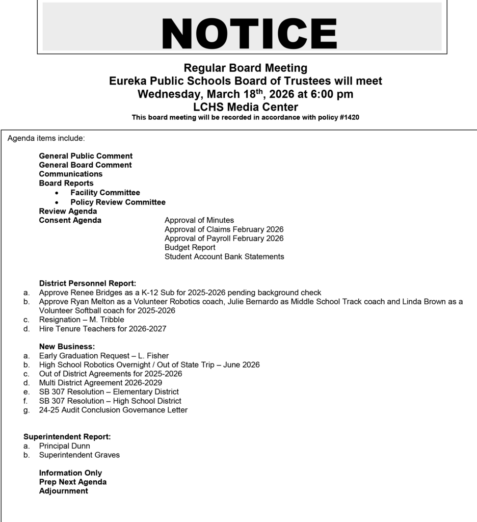 School Board Meeting Notice