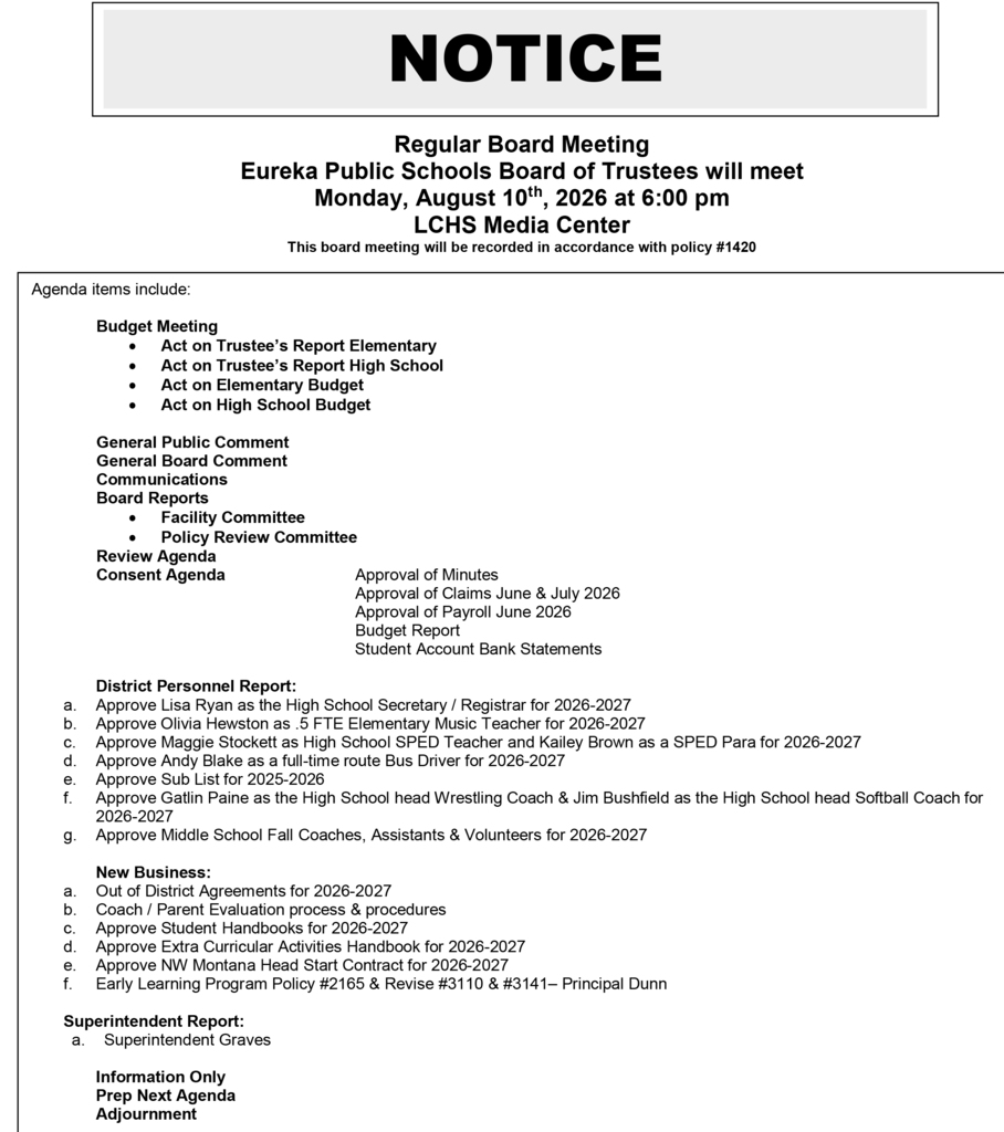 school board notice
