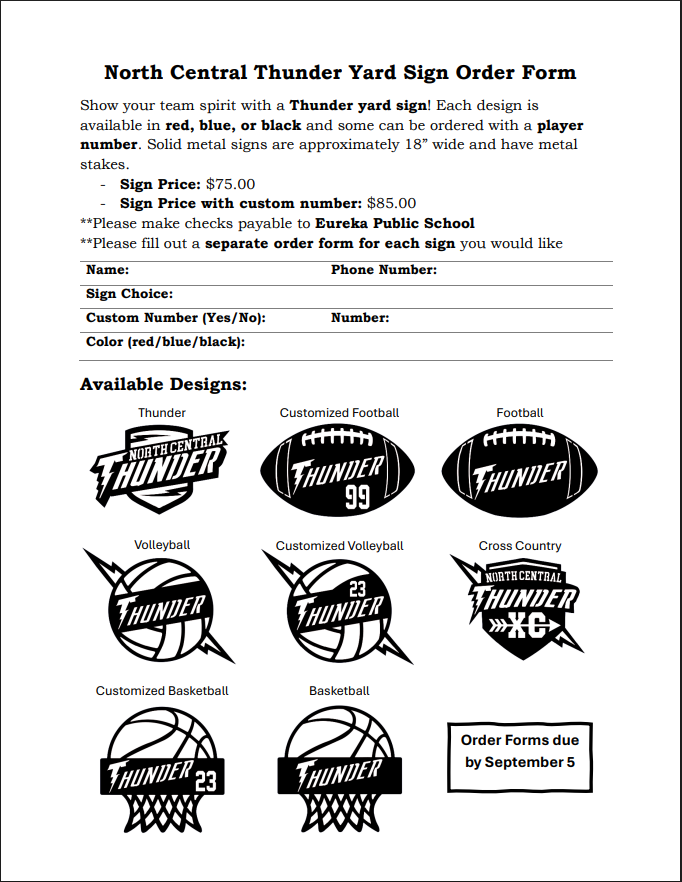 Yard Sign Order Form