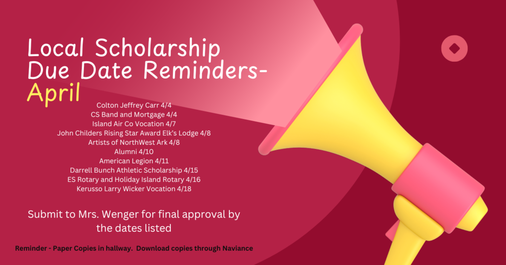 local scholarships for april