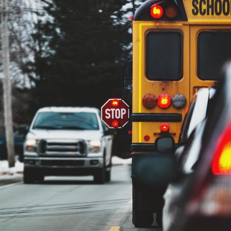 flashing lights bus