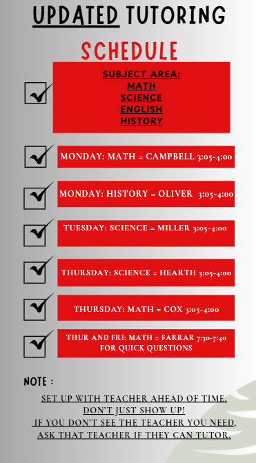 tutoring schedule