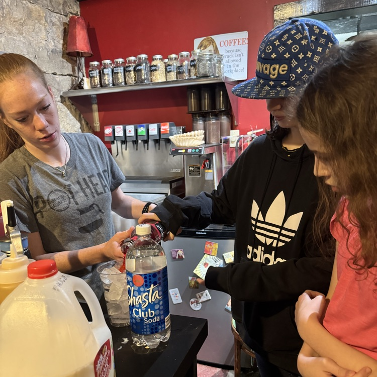 students in coffee bar