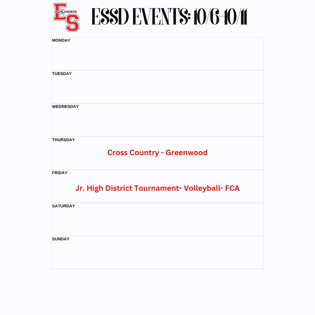 Athletic events for the week