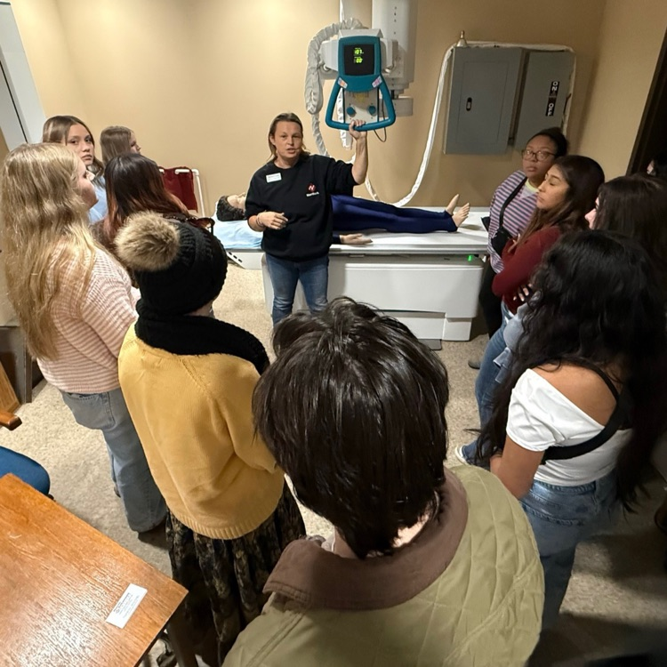 student touring health fields