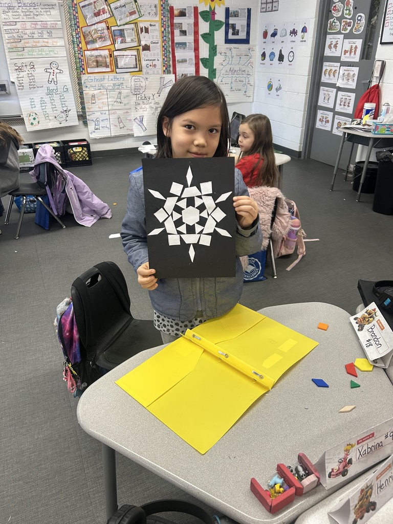 students doing snowflake lesson