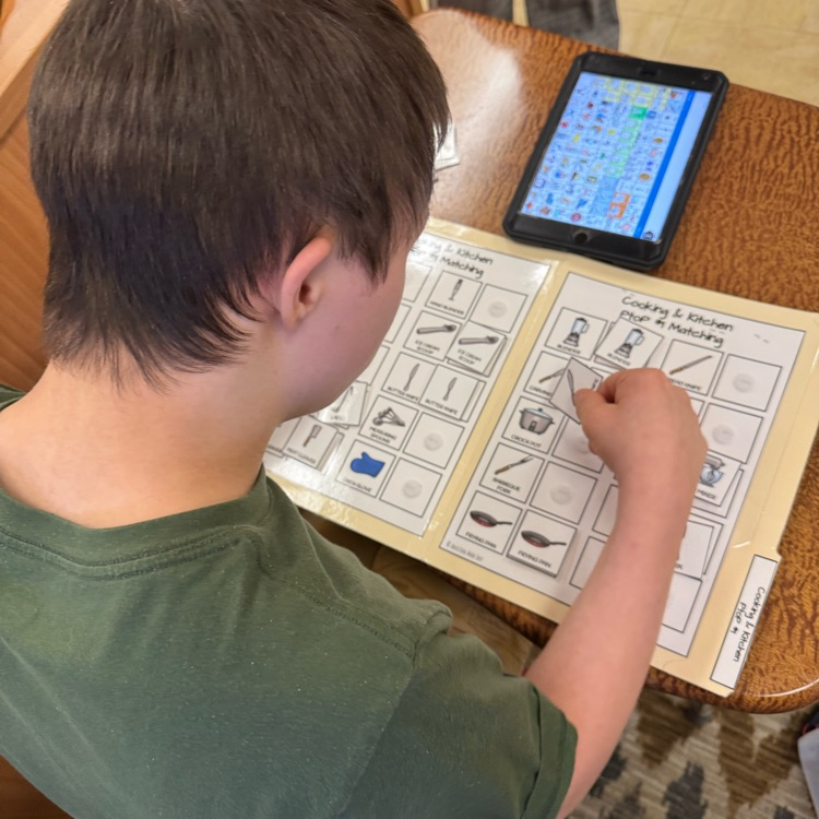 student completing an activity 