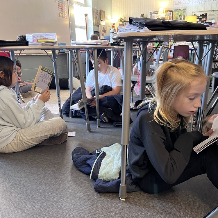 students reading