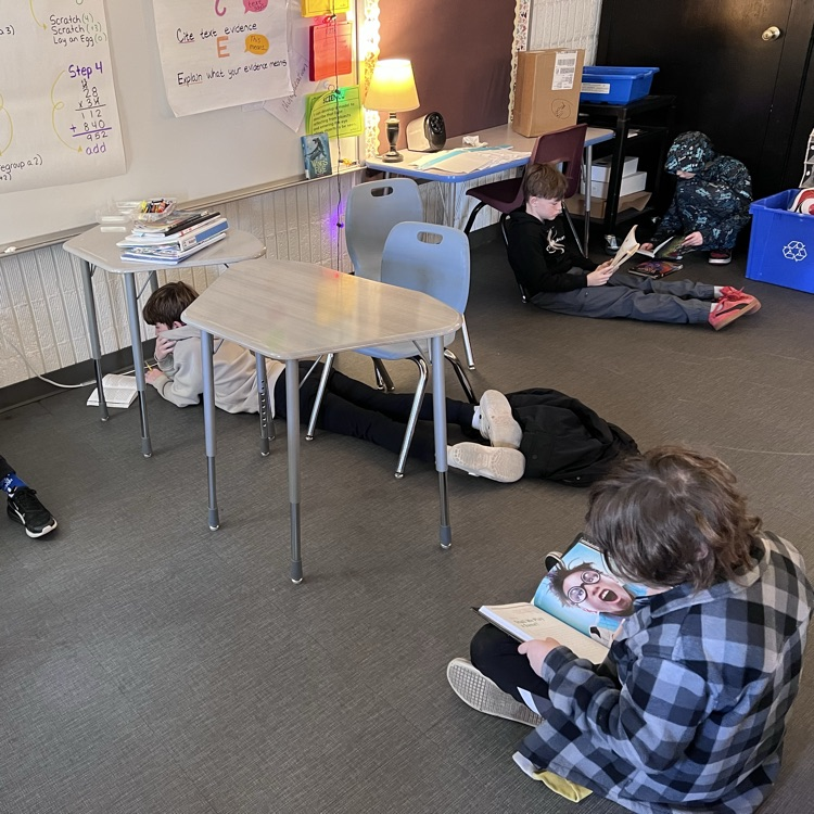students reading