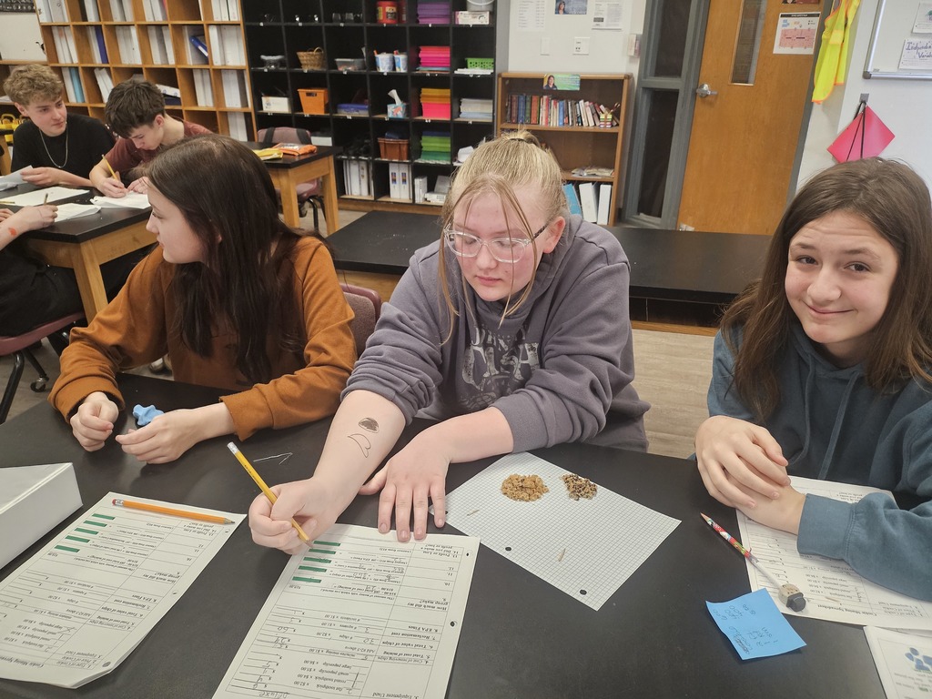 student doing science project