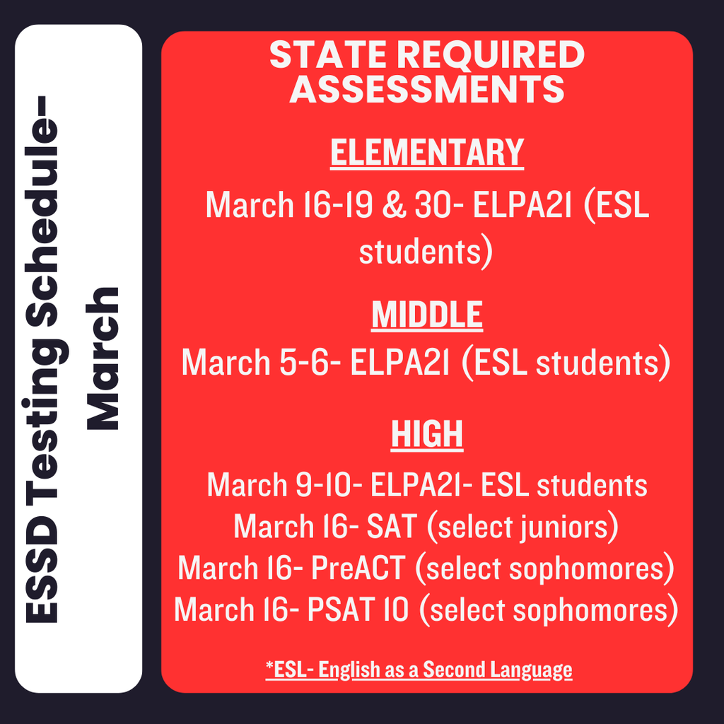 march testing calendar
