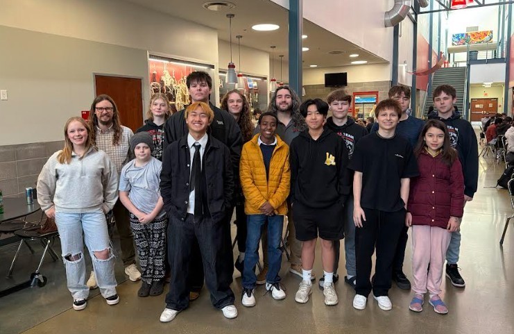 students posing for chess