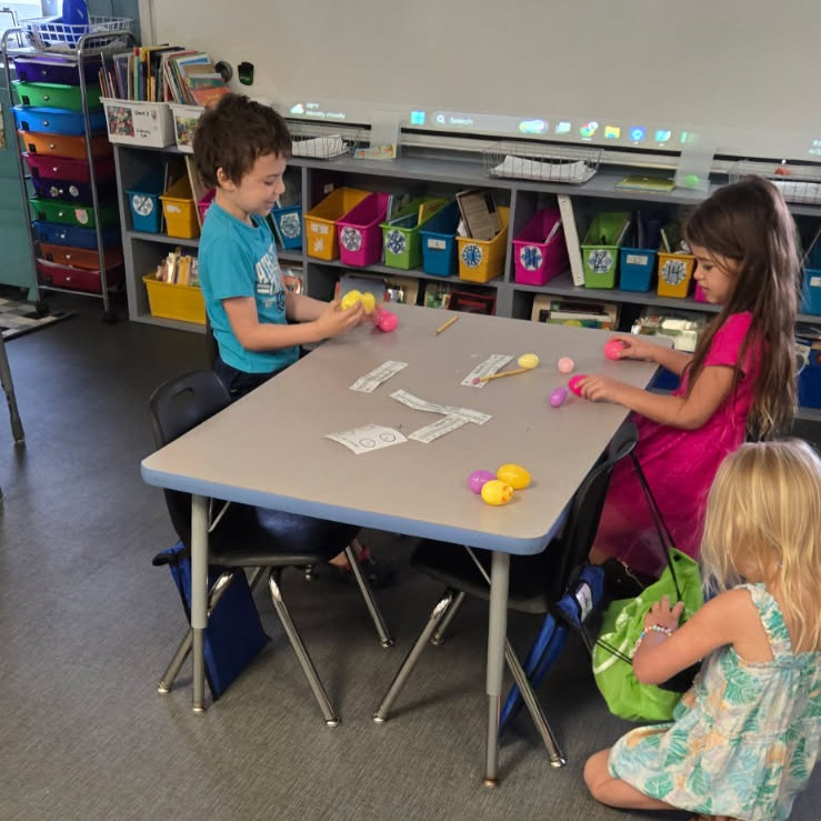 students doing Easter activity