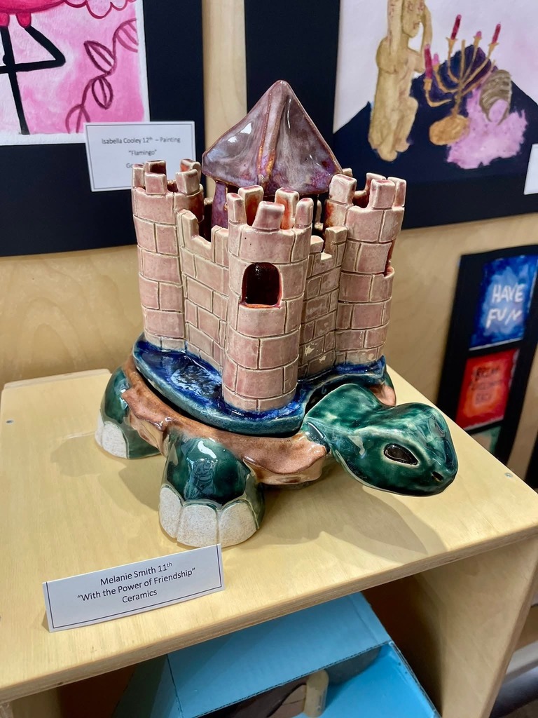 students at art reception