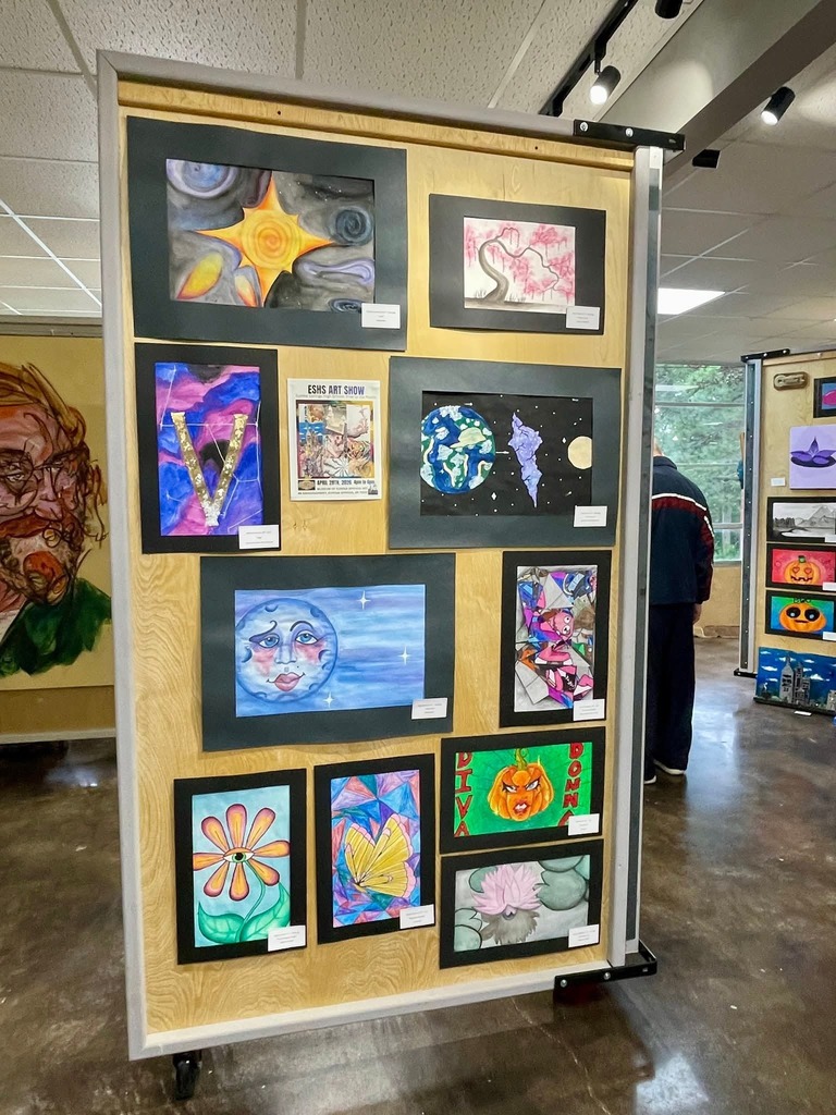 students at art reception