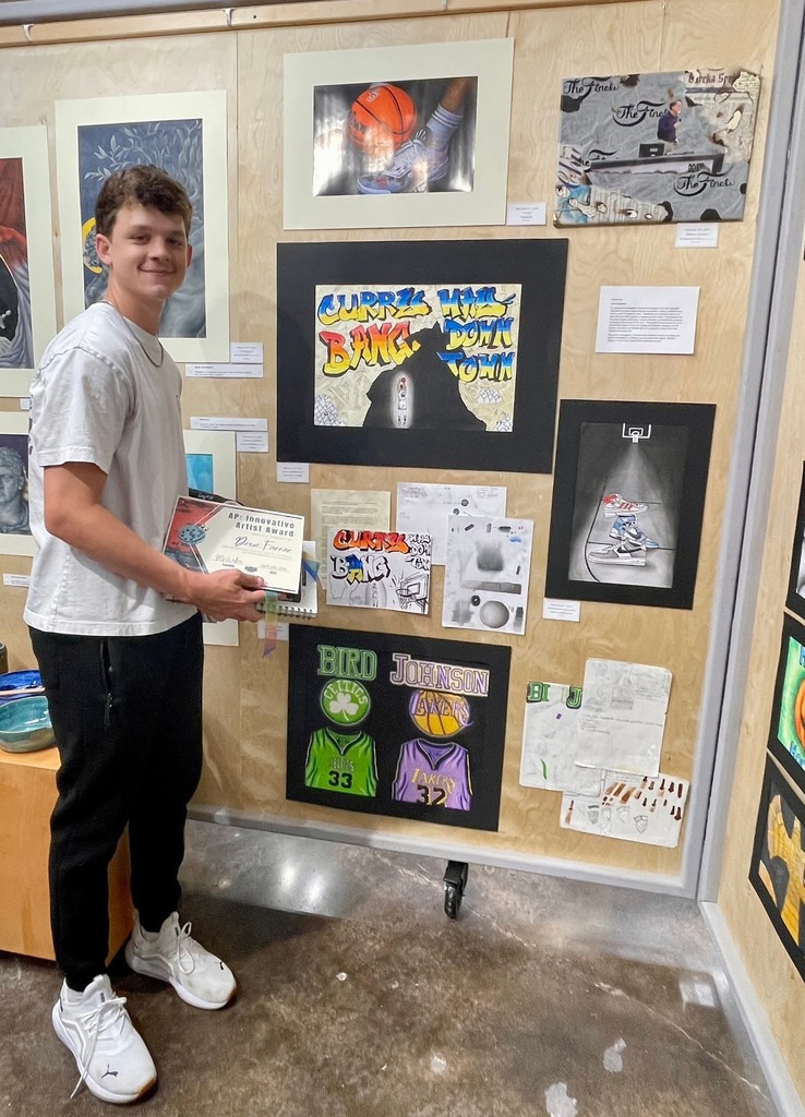 students at art reception