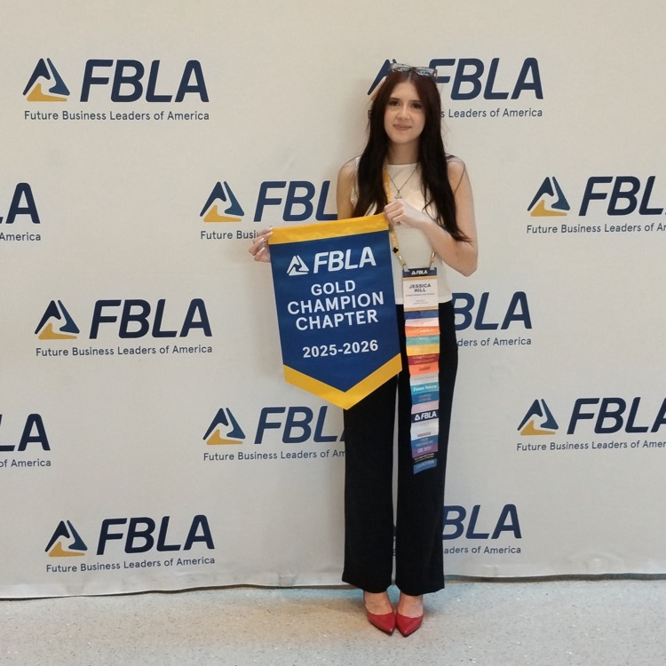 student with banner