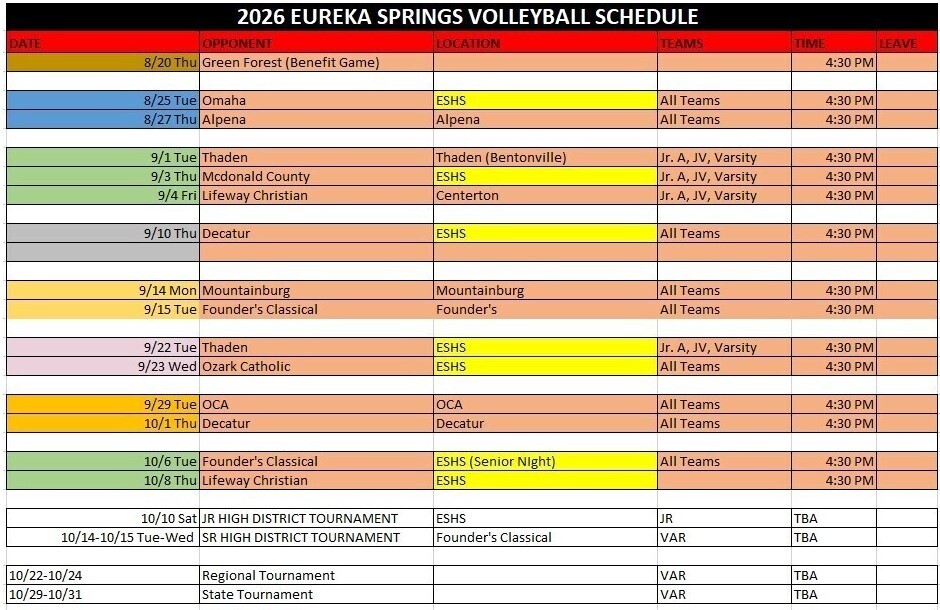 Volleyball Schedule