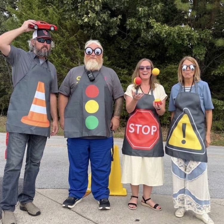 four people dressed up