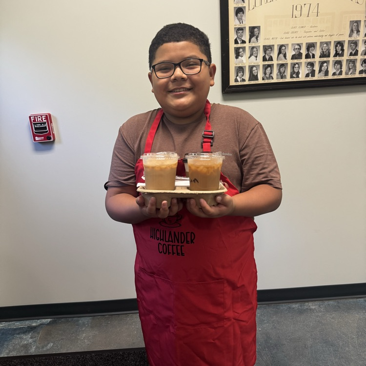 student with coffee