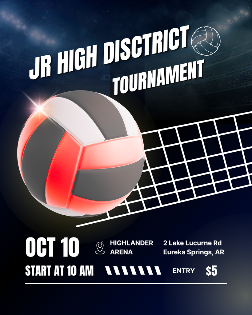 We are excited to host the Jr High District Volleyball Tournament this Saturday starting at 10 am. Entry is $5. Come out and help us support these young ladies ad they conclude their season! r