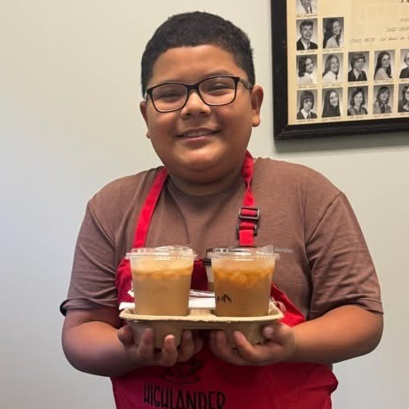 student with coffee