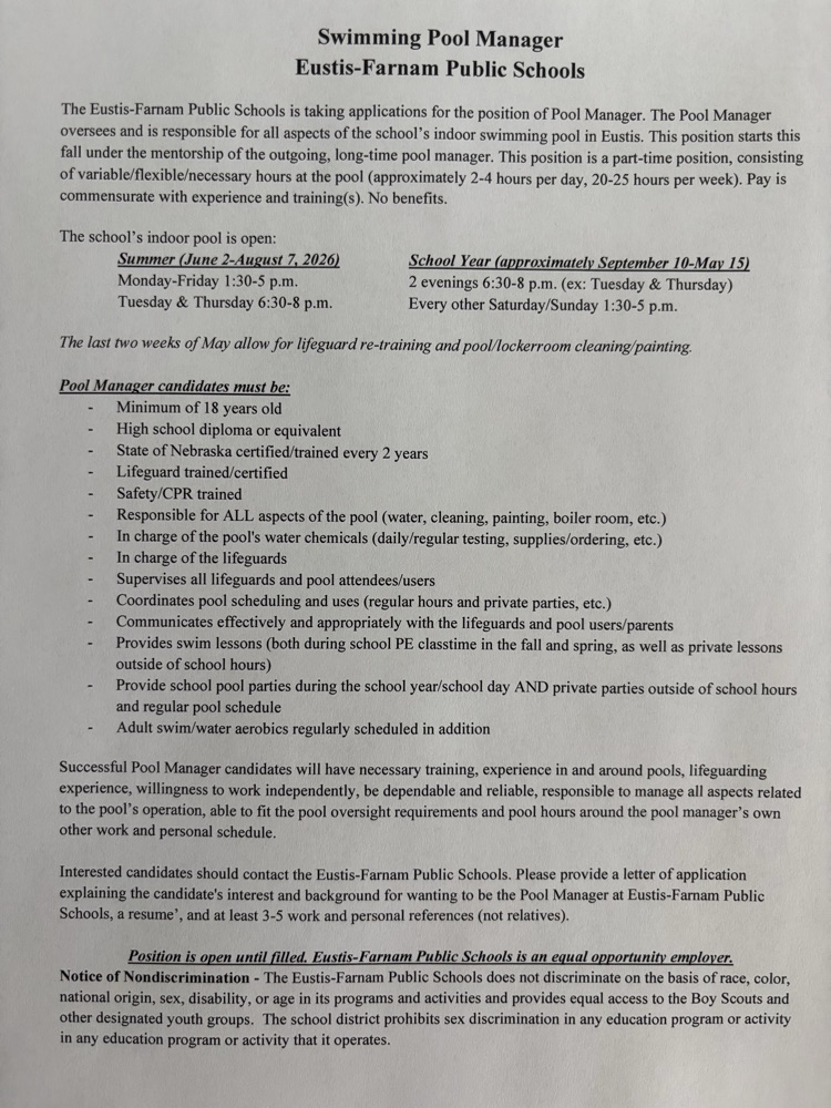 Swimming Pool Manager Job Opening
