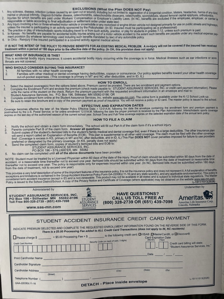 optional insurance, but available 
